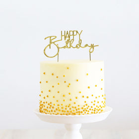 GOLD Metal Cake Topper - HAPPY BIRTHDAY 2