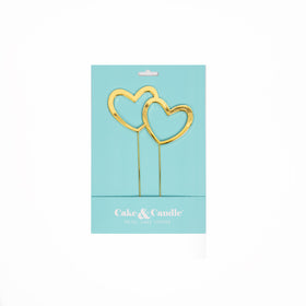GOLD Metal Cake Topper - DOUBLE HEARTS LOVE