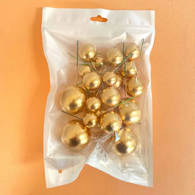 Shiny Gold Deco Foam Ball Round Cake Topper (20 piece)