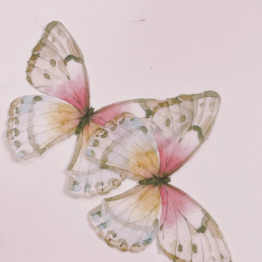 Edible Wafer Cake Cupcake Topper | Giant Wafer Paper Butterflies in Neutral and Soft Pastels - Set of 2