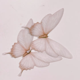 Edible Wafer Cake Cupcake Topper | Giant Wafer Paper Butterflies in Neutral Beige - Set of 2