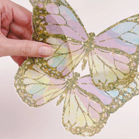 Edible Wafer Cake Cupcake Topper | Giant Wafer Paper Butterflies in Pastels & Gold - Set of 2