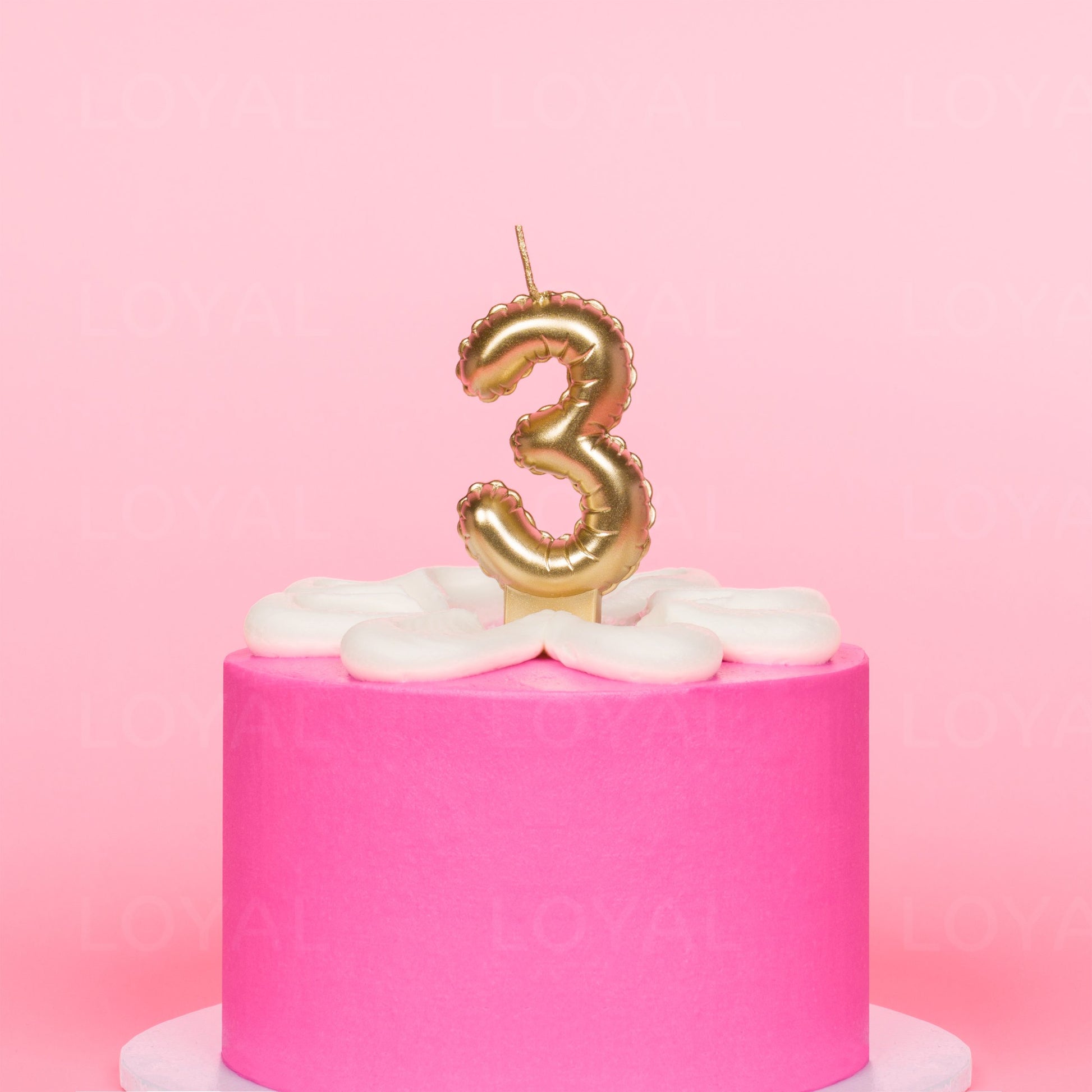 Balloon Number 3 Candle - Metallic Gold