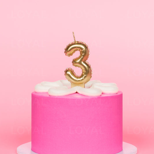 Balloon Number 3 Candle - Metallic Gold