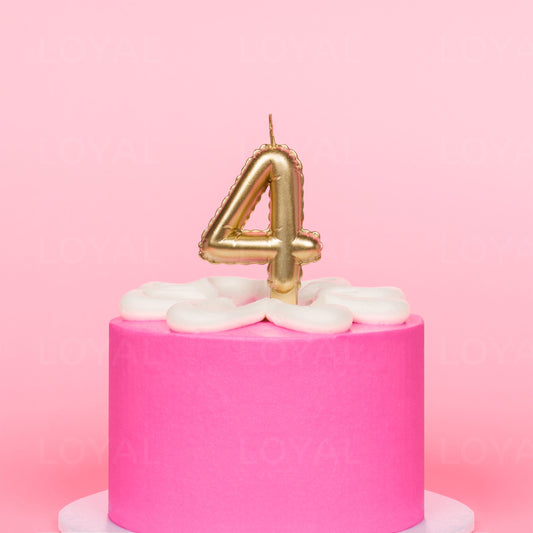 Balloon Number 4 Candle - Metallic Gold