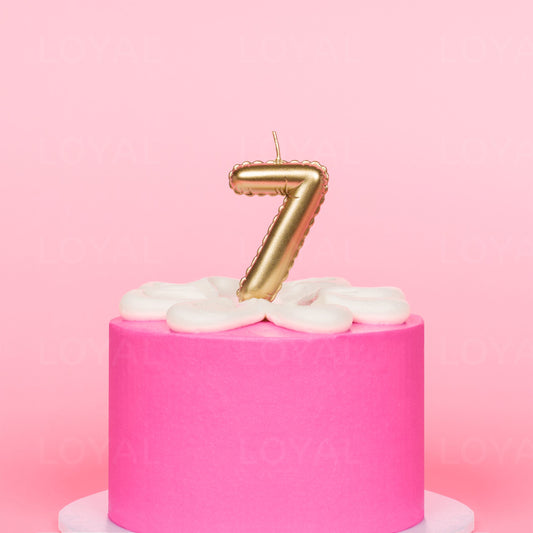 Balloon Number 7 Candle - Metallic Gold