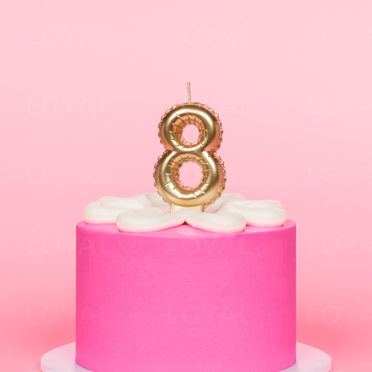 Balloon Number 8 Candle - Metallic Gold