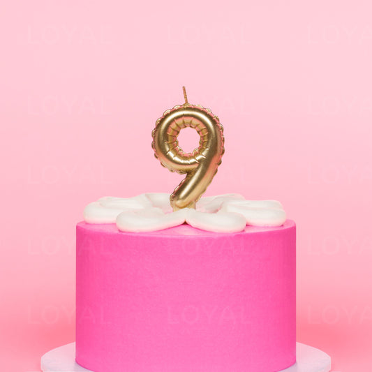 Balloon Number 9 Candle - Metallic Gold