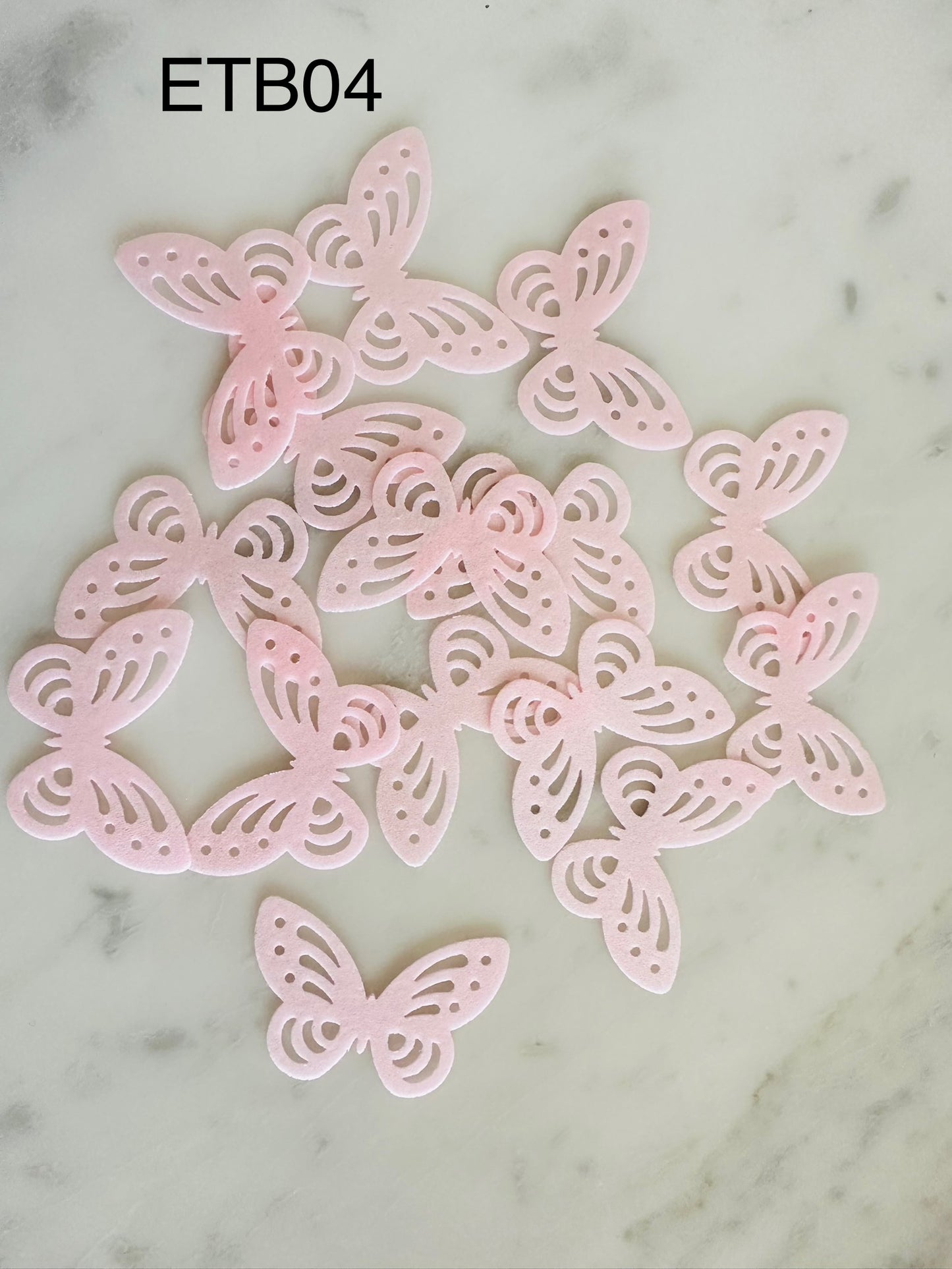 Edible Wafer Cake Cupcake Topper | Etched Butterfly Light Pink (15 Pack)