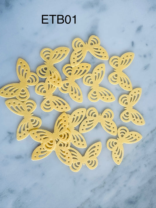 Edible Wafer Cake Cupcake Topper | Etched Butterfly Yellow (15 Pack)