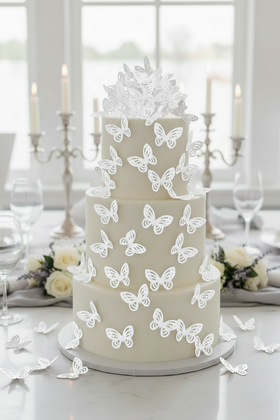 Edible Wafer Cake Cupcake Topper | Etched Butterfly White (18 Pack)