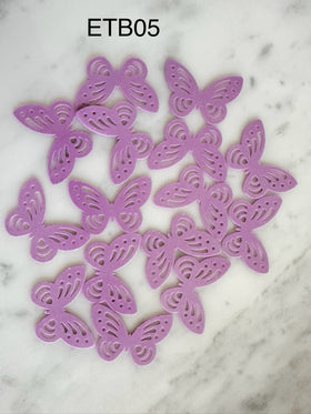 Edible Wafer Cake Cupcake Topper | Etched Butterfly Purple (18 Pack)
