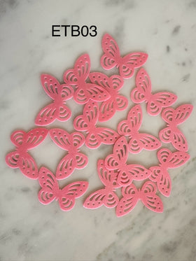 Edible Wafer Cake Cupcake Topper | Etched Butterfly Dark Pink (18 Pack)