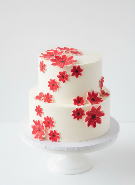 Edible Wafer Cake Cupcake Topper | Cosmos Flower (14 Pack)