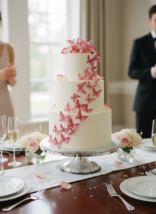 Edible Wafer Cake Cupcake Topper | Pink Butterfly (12 Pack)