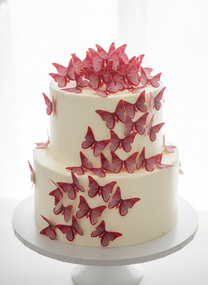 Edible Wafer Cake Cupcake Topper | Pink Butterfly (12 Pack)