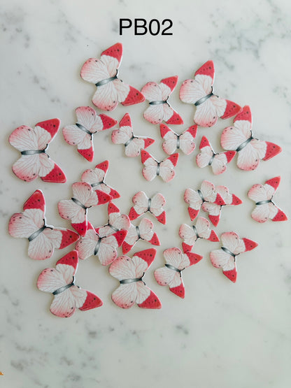Edible Wafer Cake Cupcake Topper | Pink Butterfly (with white bottom) (12 Pack)