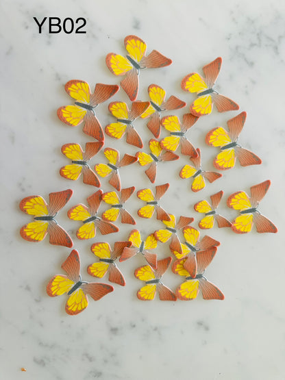 Edible Wafer Cake Cupcake Topper | Yellow Butterfly (with red top) (12 Pack)