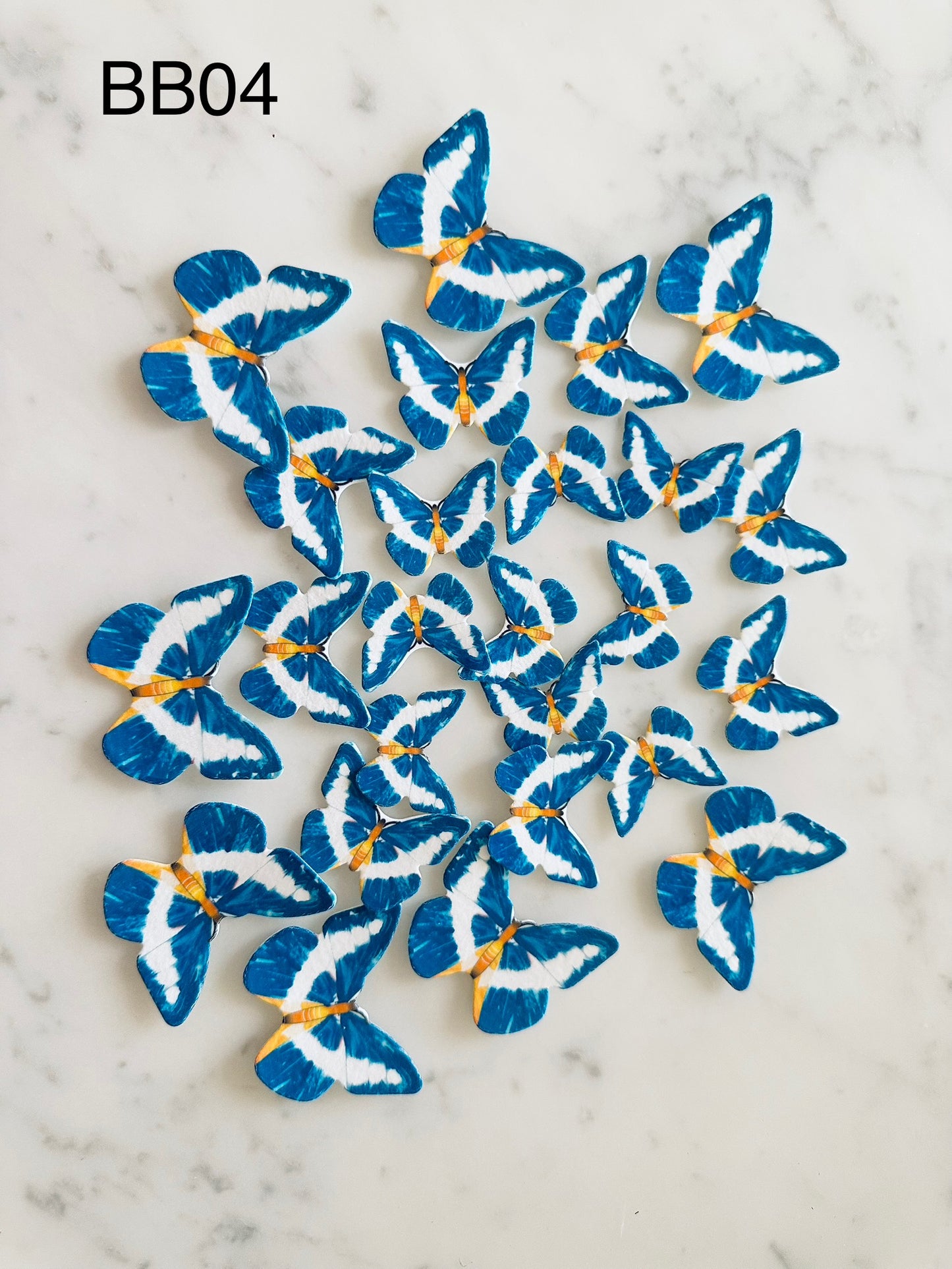 Edible Wafer Cake Cupcake Topper | Blue Butterfly (with yellow center) (12 Pack)