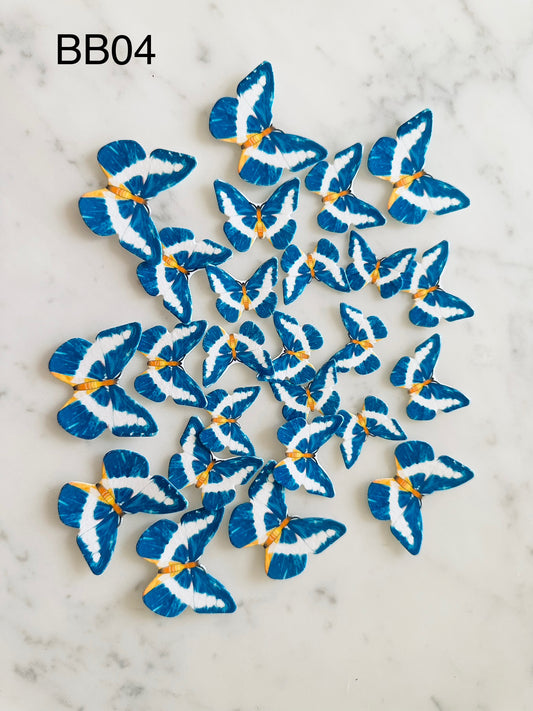 Edible Wafer Cake Cupcake Topper | Blue Butterfly (with yellow center) (12 Pack)