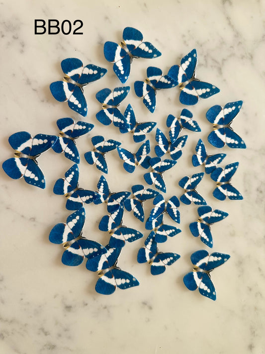 Edible Wafer Cake Cupcake Topper | Blue Butterfly (with white spots) (12 Pack)