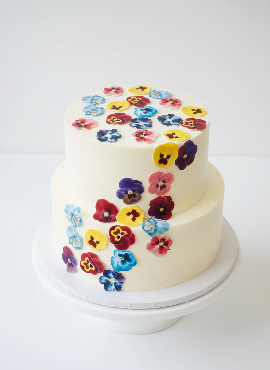 Edible Wafer Cake Cupcake Topper |  Pansy (24 pack)