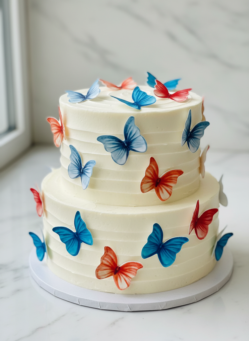 Edible Wafer Cake Cupcake Topper | Multicolour Butterfly (12 Pack)