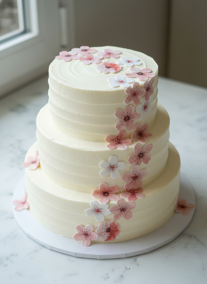 Edible Wafer Cake Cupcake Topper | Sakura Flower Large (12 Pack)