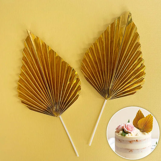 Metallic Gold Deco Fan Cake Topper (2 piece)