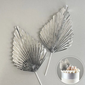 Metallic Silver Deco Fan Cake Topper (2 piece)
