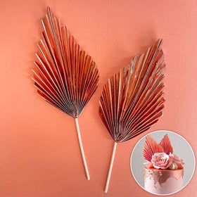 Metallic Rose Gold Deco Fan Cake Topper (2 piece)