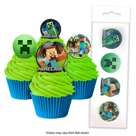Minecraft Edible Wafer Cupcake Toppers 16pcs