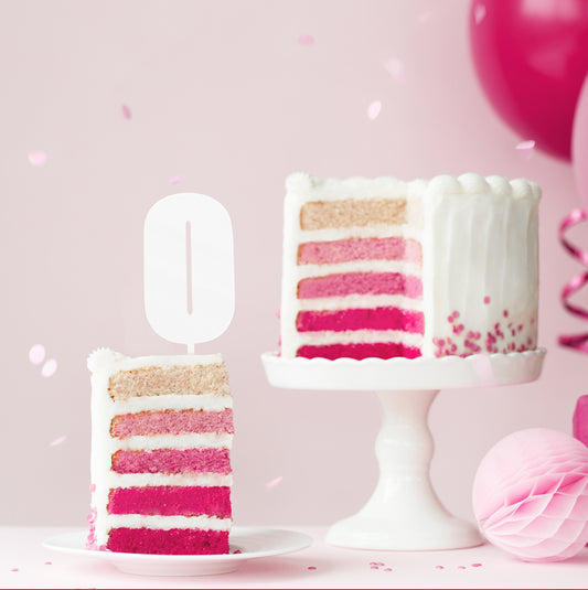 Mega Number 0 Cake Topper - WHITE