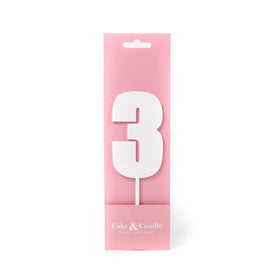 Mega Number 3 Cake Topper - WHITE