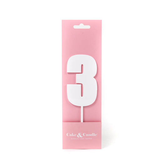 Mega Number 3 Cake Topper - WHITE