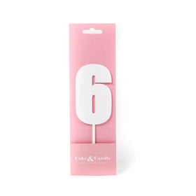 Mega Number 6 Cake Topper - WHITE