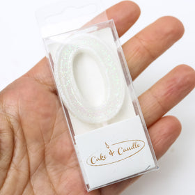 Mini Glitter Candle WHITE - Number 0