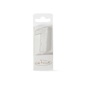 Mini Glitter Candle WHITE - Number 1