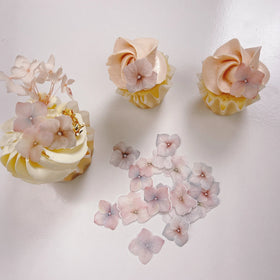 Edible Wafer Cake Cupcake Topper | Wafer Hydrangeas Soft Pastels - 30 Pack