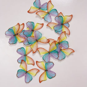Edible Wafer Cake Cupcake Topper | Rainbow Butterflies - Set of 24