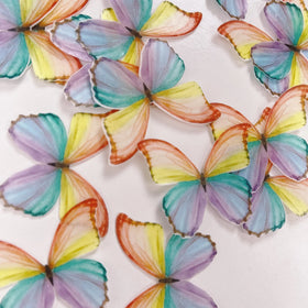 Edible Wafer Cake Cupcake Topper | Rainbow Butterflies - Set of 24