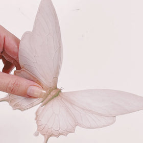 Edible Wafer Cake Cupcake Topper | Giant Wafer Paper Butterflies in Neutral Beige - Set of 2