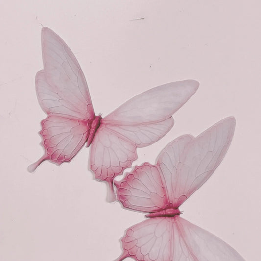 Edible Wafer Cake Cupcake Topper | Giant Wafer Paper Butterflies Pretty in Pink - Set of 2
