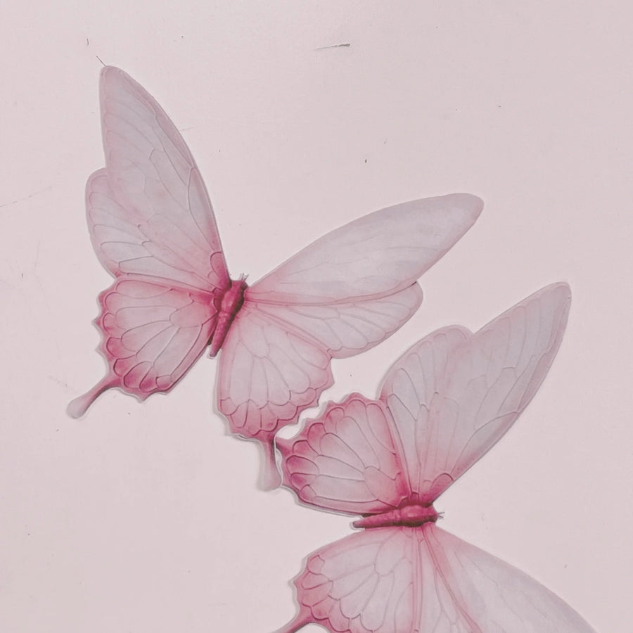 Edible Wafer Cake Cupcake Topper | Giant Wafer Paper Butterflies Pretty in Pink - Set of 2