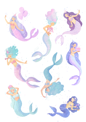 Edible Image Sheet A4 Wafer Card - Mermaid Whimsical