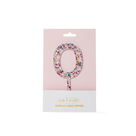 Rainbow Glitter NUMBER 0 Cake Topper