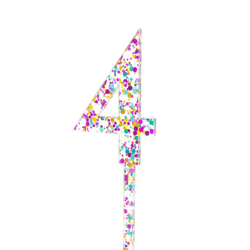 Rainbow Glitter NUMBER 4 Cake Topper