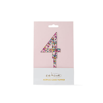 Rainbow Glitter NUMBER 4 Cake Topper