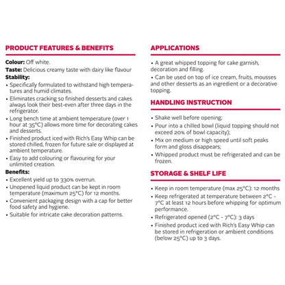Rich's Easy Whip Vanilla 1L