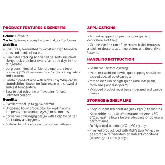 Rich's Easy Whip Vanilla 1L